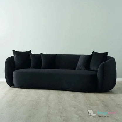 Everbe 3 Seater Sofa - Boucle & Velvet, Mid-Century Luxe, High-Resilience Foam, Meranti Wood Frame Kingsman Furnitures