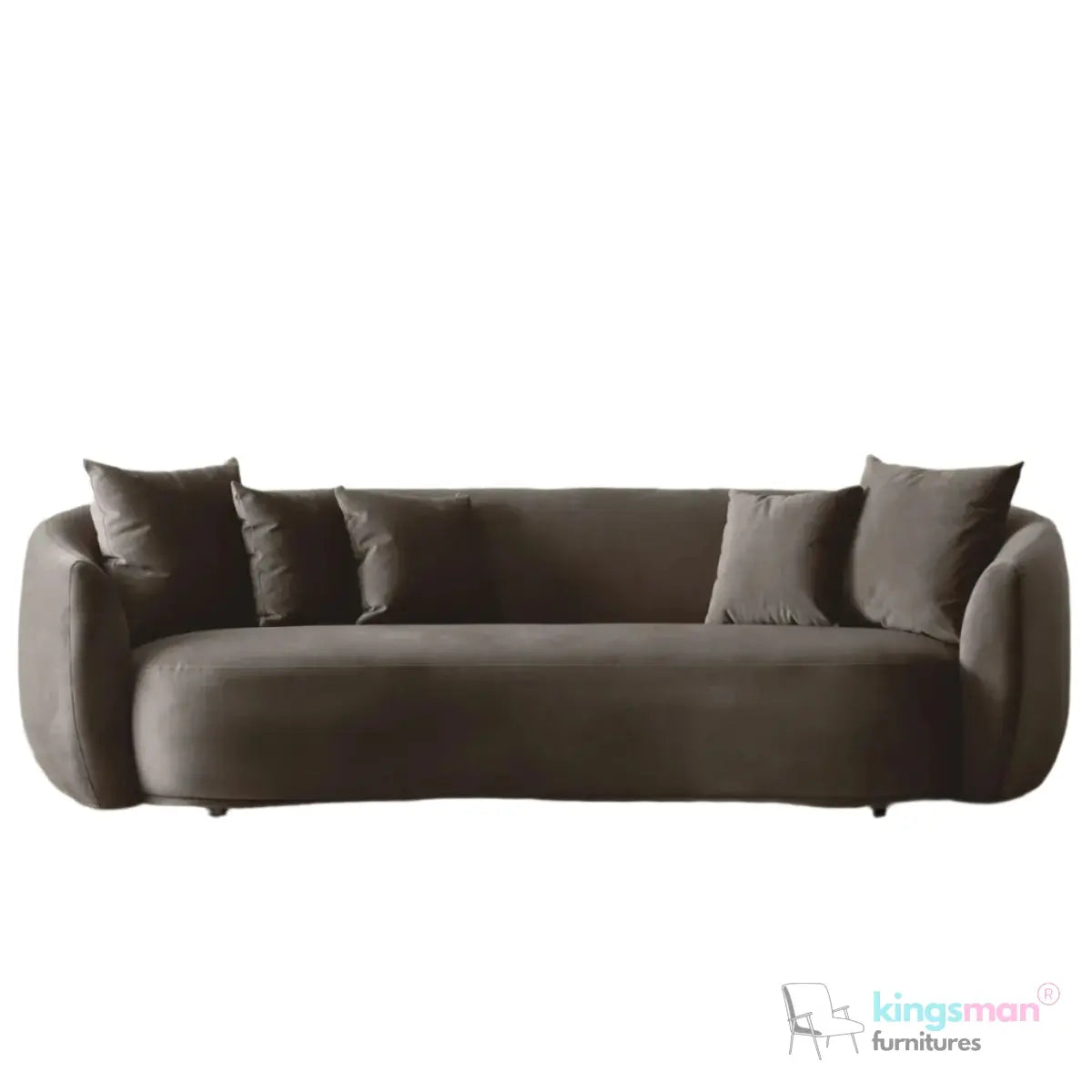 Everbe 3 Seater Sofa - Boucle & Velvet, Mid-Century Luxe, High-Resilience Foam, Meranti Wood Frame Kingsman Furnitures