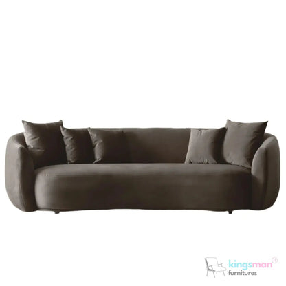 Everbe 3 Seater Sofa - Boucle & Velvet, Mid-Century Luxe, High-Resilience Foam, Meranti Wood Frame Kingsman Furnitures