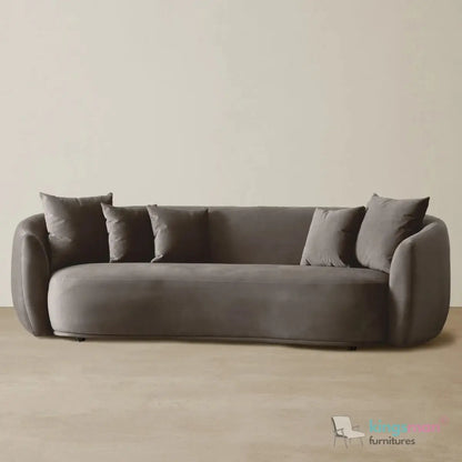 Everbe 3 Seater Sofa - Boucle & Velvet, Mid-Century Luxe, High-Resilience Foam, Meranti Wood Frame Kingsman Furnitures