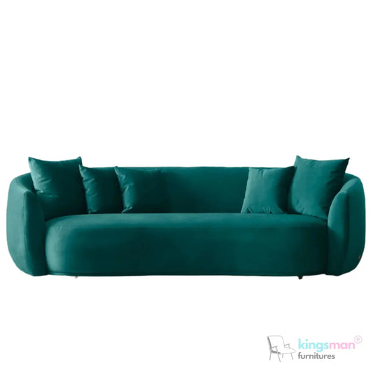 Everbe 3 Seater Sofa - Boucle & Velvet, Mid-Century Luxe, High-Resilience Foam, Meranti Wood Frame Kingsman Furnitures