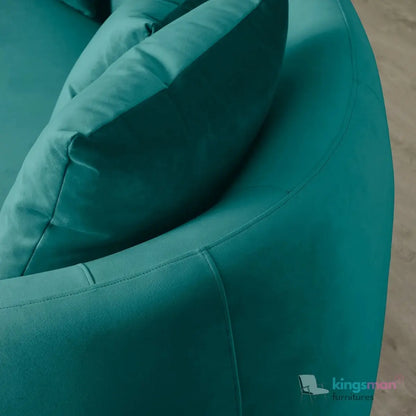 Everbe 3 Seater Sofa - Boucle & Velvet, Mid-Century Luxe, High-Resilience Foam, Meranti Wood Frame Kingsman Furnitures