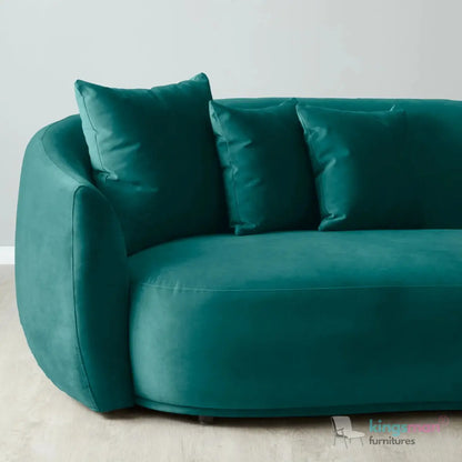 Everbe 3 Seater Sofa - Boucle & Velvet, Mid-Century Luxe, High-Resilience Foam, Meranti Wood Frame Kingsman Furnitures