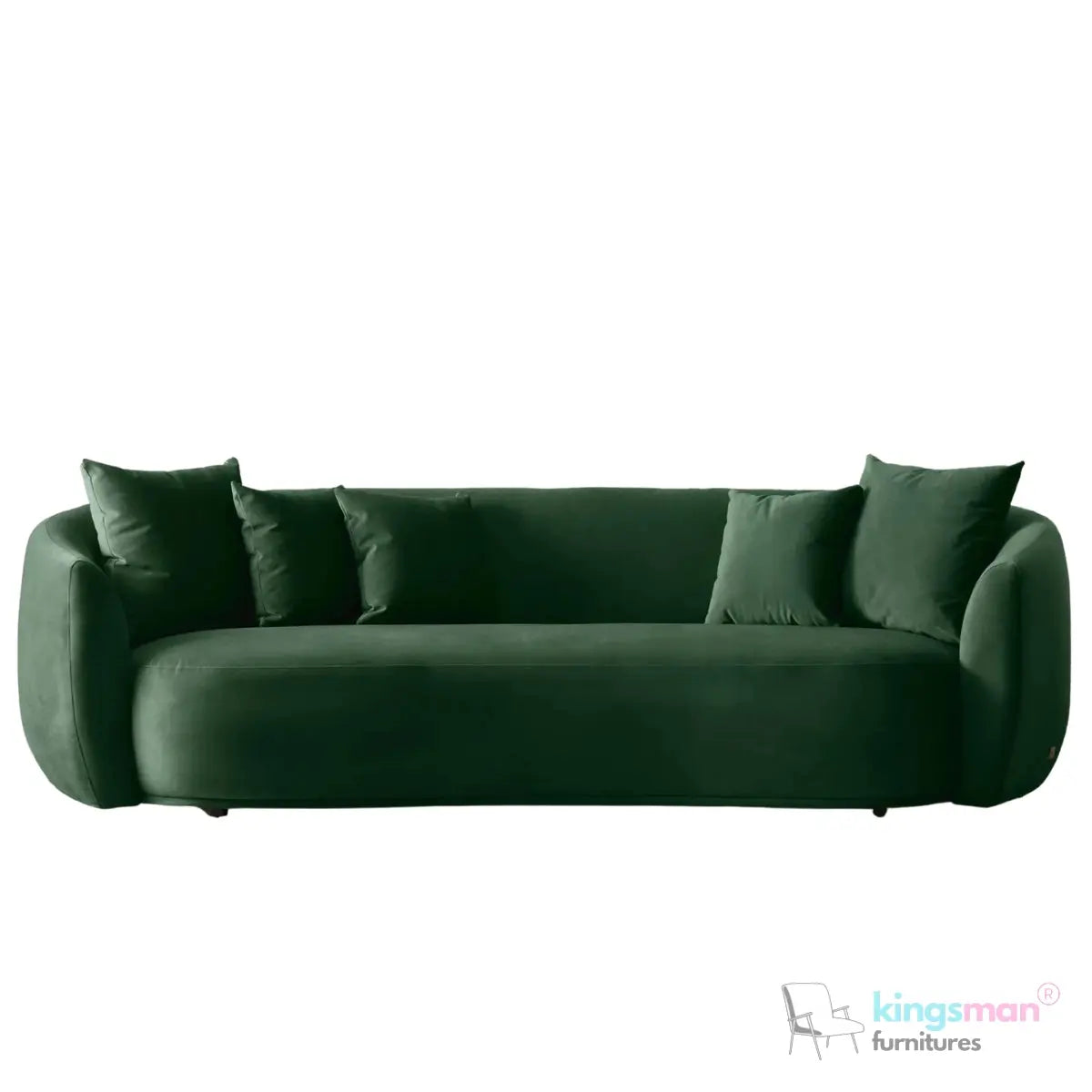 Everbe 3 Seater Sofa - Boucle & Velvet, Mid-Century Luxe, High-Resilience Foam, Meranti Wood Frame Kingsman Furnitures