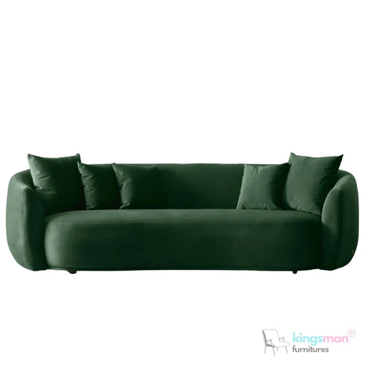 Everbe 3 Seater Sofa - Boucle & Velvet, Mid-Century Luxe, High-Resilience Foam, Meranti Wood Frame Kingsman Furnitures