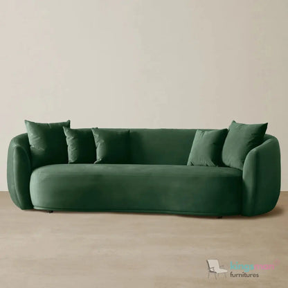 Everbe 3 Seater Sofa - Boucle & Velvet, Mid-Century Luxe, High-Resilience Foam, Meranti Wood Frame Kingsman Furnitures