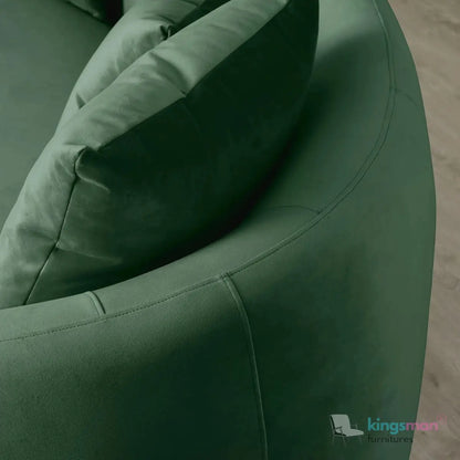 Everbe 3 Seater Sofa - Boucle & Velvet, Mid-Century Luxe, High-Resilience Foam, Meranti Wood Frame Kingsman Furnitures