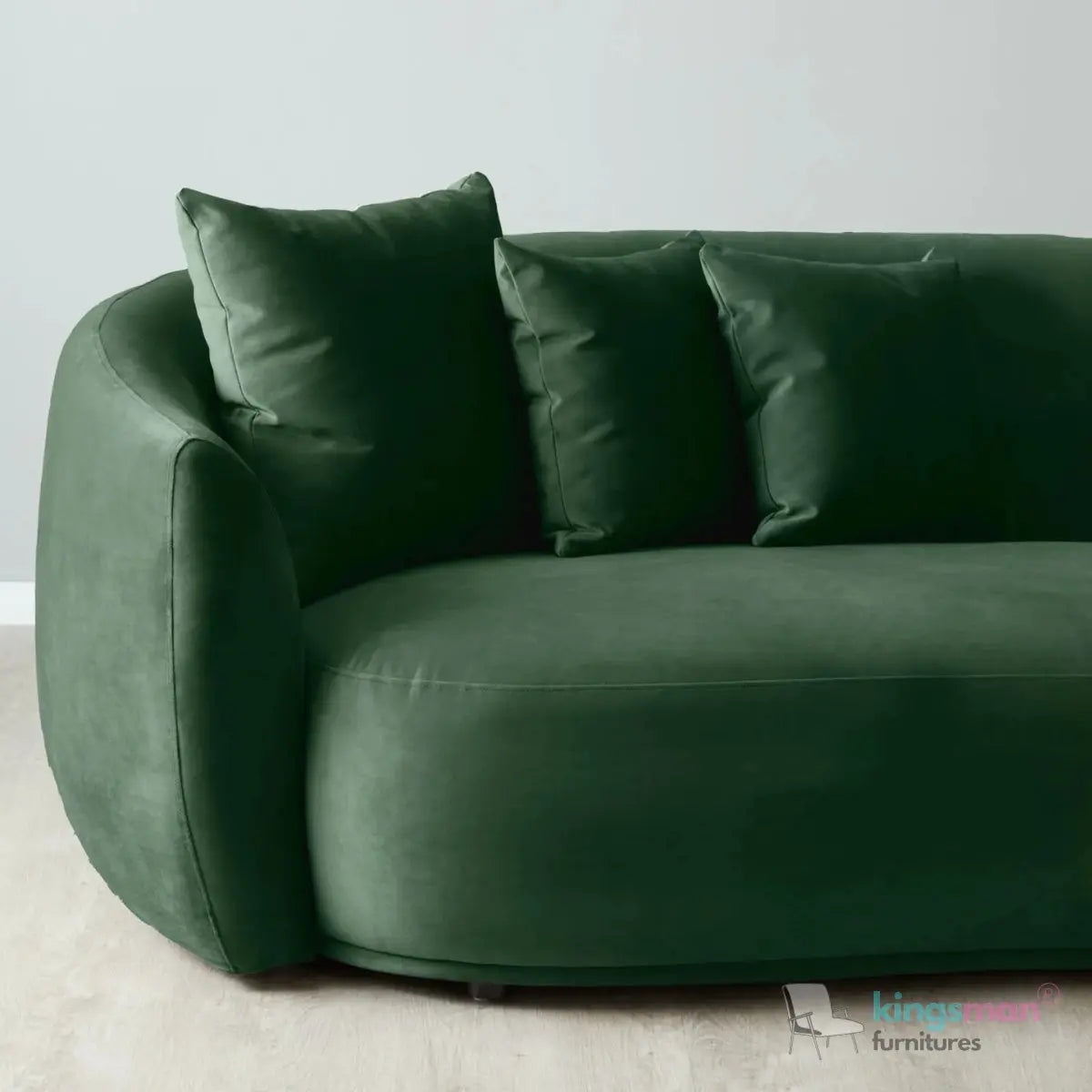 Everbe 3 Seater Sofa - Boucle & Velvet, Mid-Century Luxe, High-Resilience Foam, Meranti Wood Frame Kingsman Furnitures