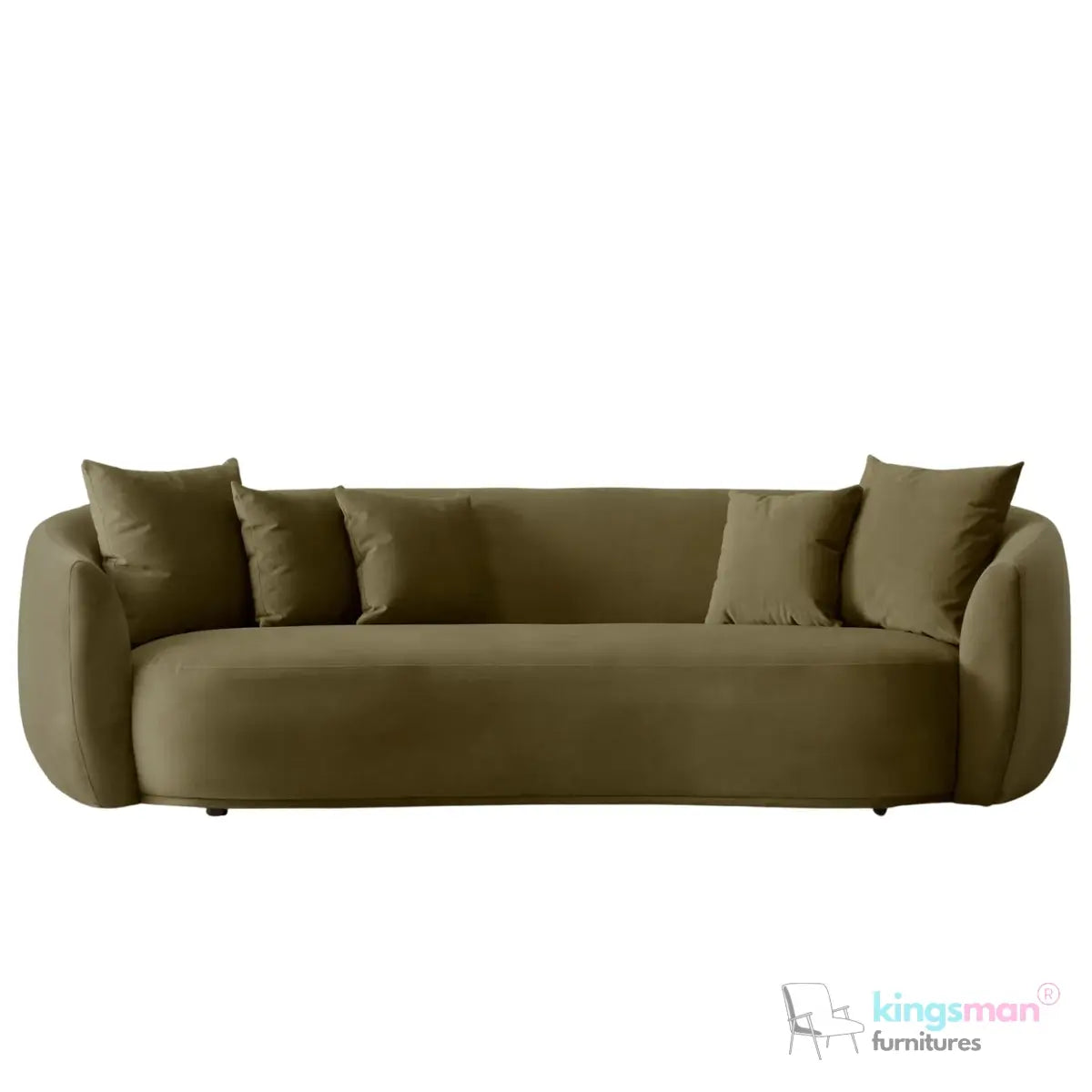 Everbe 3 Seater Sofa - Boucle & Velvet, Mid-Century Luxe, High-Resilience Foam, Meranti Wood Frame Kingsman Furnitures