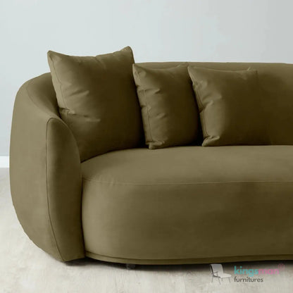 Everbe 3 Seater Sofa - Boucle & Velvet, Mid-Century Luxe, High-Resilience Foam, Meranti Wood Frame Kingsman Furnitures