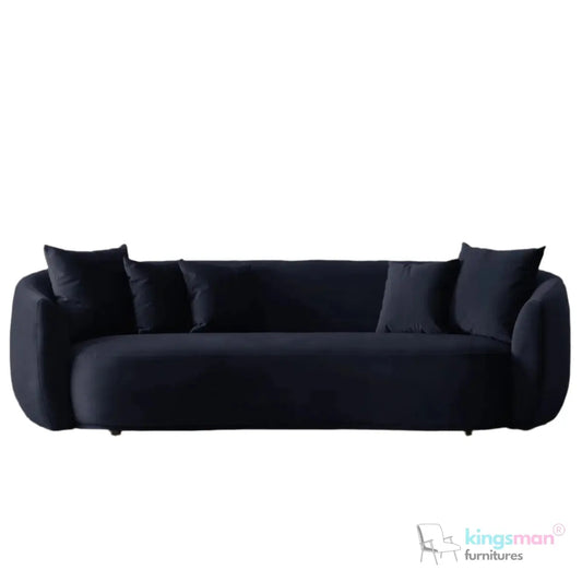 Everbe 3 Seater Sofa - Boucle & Velvet, Mid-Century Luxe, High-Resilience Foam, Meranti Wood Frame Kingsman Furnitures