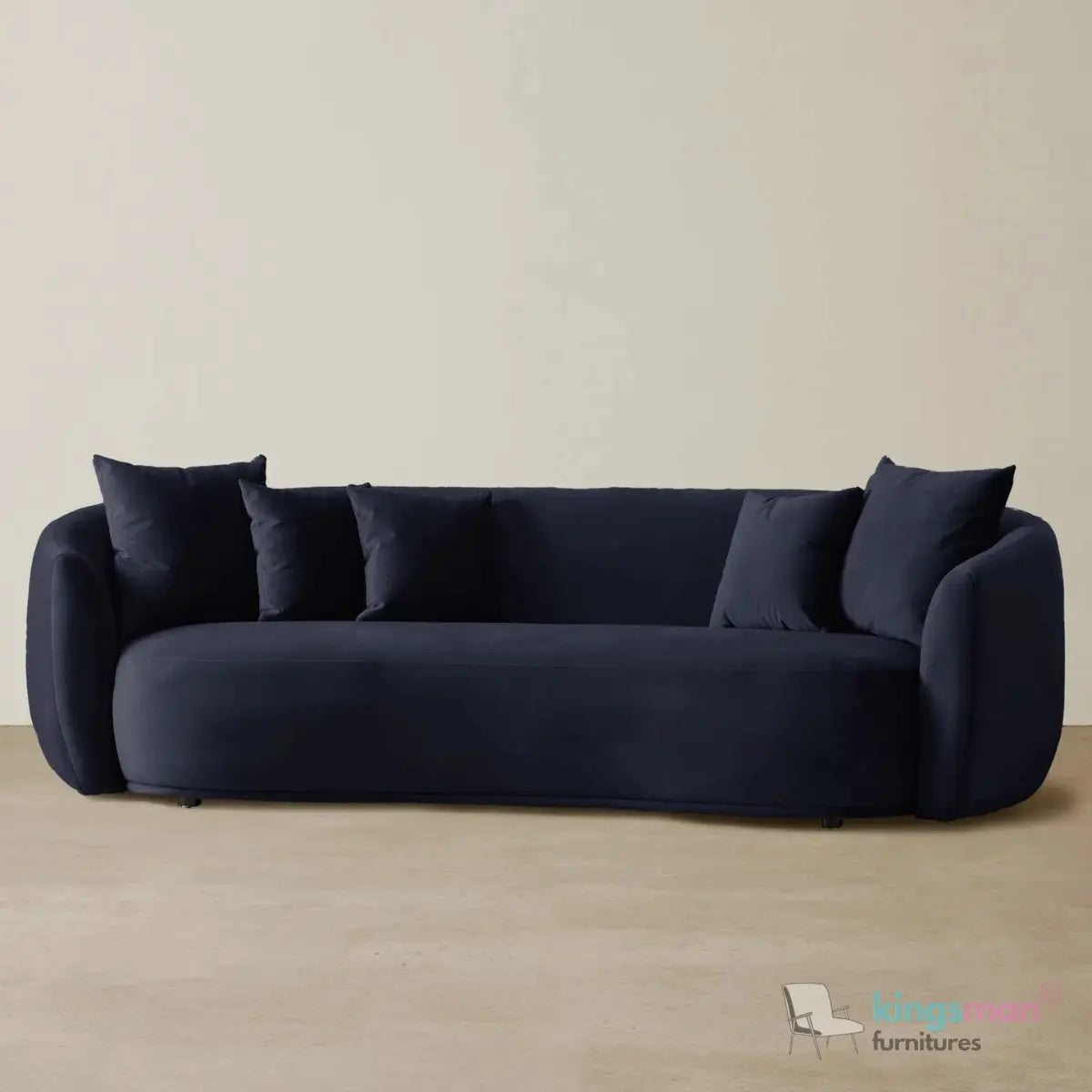 Everbe 3 Seater Sofa - Boucle & Velvet, Mid-Century Luxe, High-Resilience Foam, Meranti Wood Frame Kingsman Furnitures