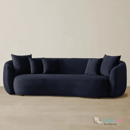 Everbe 3 Seater Sofa - Boucle & Velvet, Mid-Century Luxe, High-Resilience Foam, Meranti Wood Frame Kingsman Furnitures
