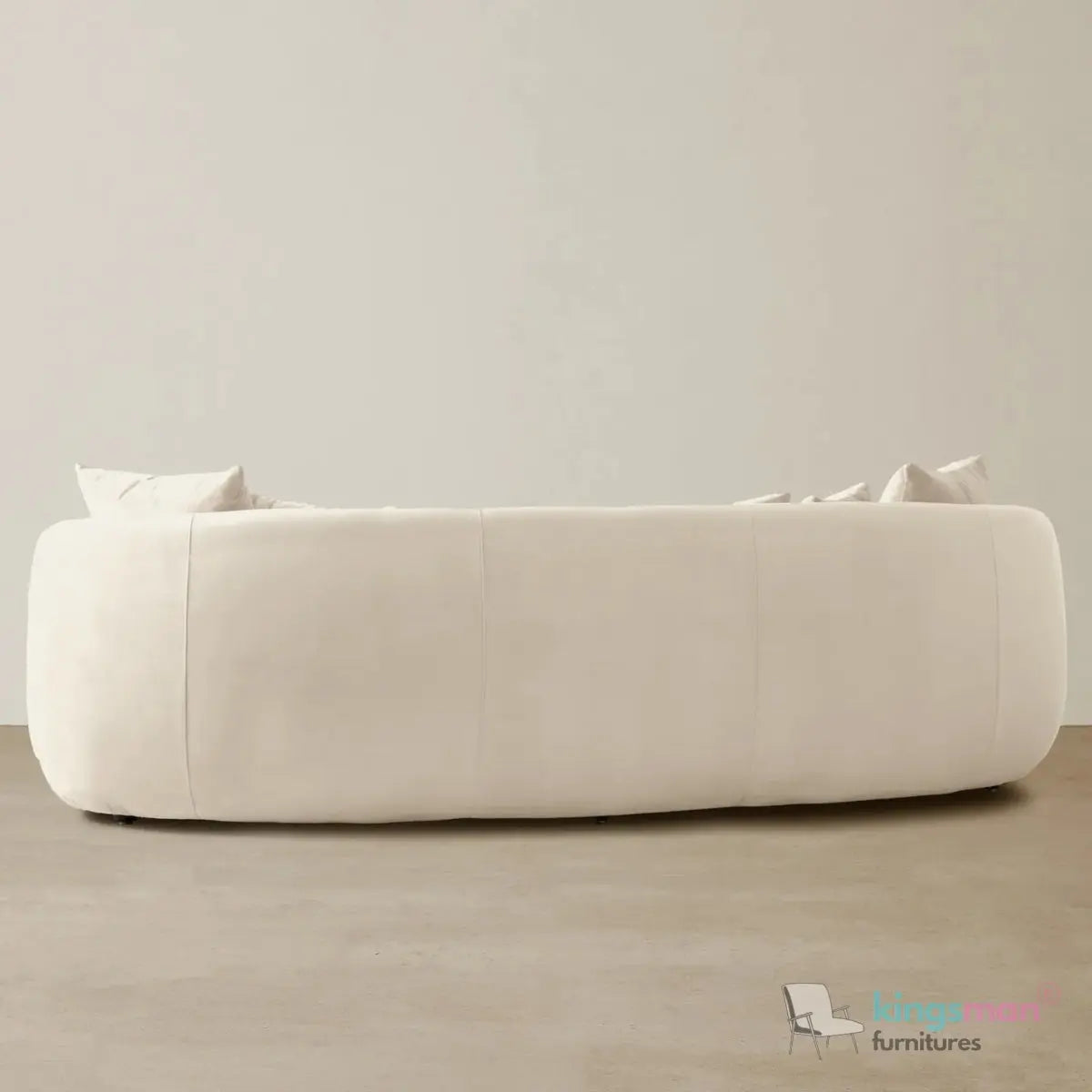 Everbe 3 Seater Sofa - Boucle & Velvet, Mid-Century Luxe, High-Resilience Foam, Meranti Wood Frame Kingsman Furnitures
