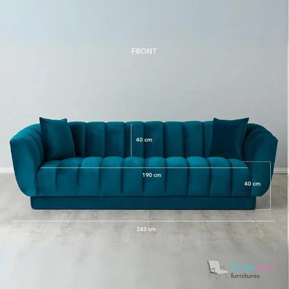 Fransesca Modern Velvet Sofa - Luxurious Azure Blue 2 & 3 Seater with Solid Wood Frame Kingsman Furnitures