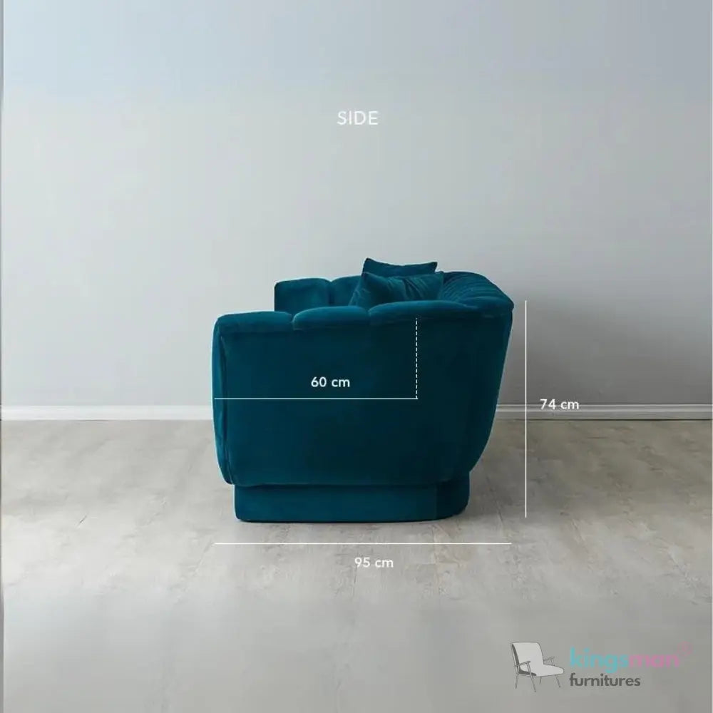 Fransesca Modern Velvet Sofa - Luxurious Azure Blue 2 & 3 Seater with Solid Wood Frame Kingsman Furnitures