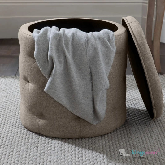 Harfoot Upholstered Storage Footsability - Natural Mink | Button-Tufted Design with Hidden Storage Kingsman Furnitures