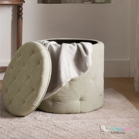 Harfoot Upholstered Storage Footstool - Light Natural Kingsman Furnitures