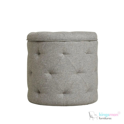 Harfoot Upholstered Storage Footstool - Wool Blend Grey Kingsman Furnitures