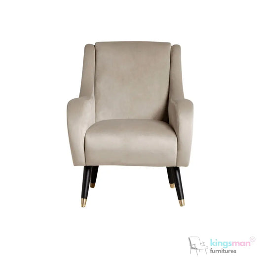 Harriet Accent Chair - Gold-Tipped Teak Wood Legs with Luxurious Upholstery Kingsman Furnitures