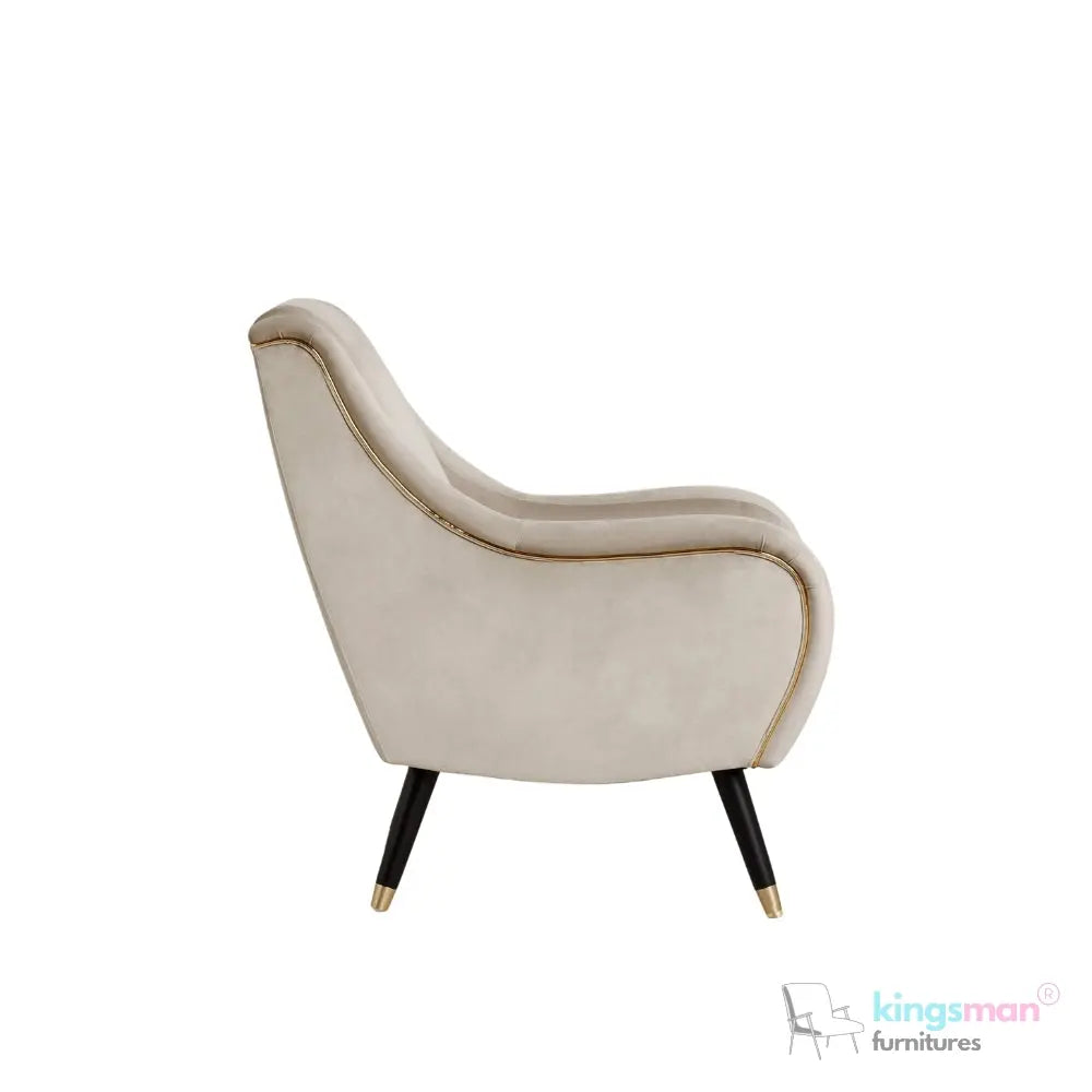 Harriet Accent Chair - Gold-Tipped Teak Wood Legs with Luxurious Upholstery Kingsman Furnitures