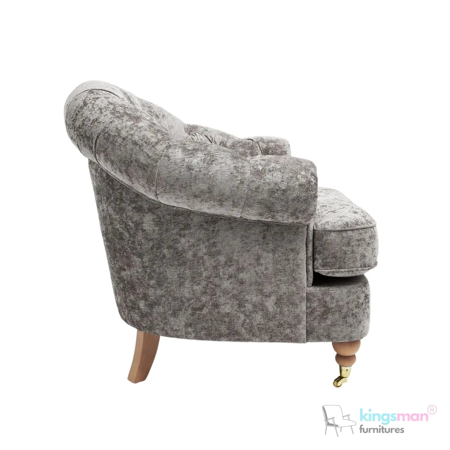 Jesper Armchair - Classic Buttoned Backrest with Teak Wood Castor Legs Kingsman Furnitures
