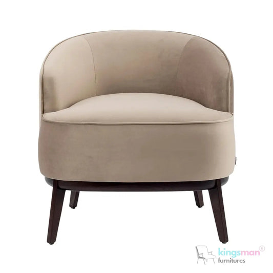 Kate Maple Velvet Armchair - Classic Design with Beech Wood Legs in Matte Eucalyptus Finish Kingsman Furnitures