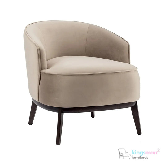 Kate Maple Velvet Armchair - Classic Design with Beech Wood Legs in Matte Eucalyptus Finish Kingsman Furnitures