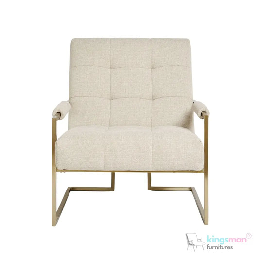 Kim Accent Chair - Mid-Century Modern Chair with Padded Armrests and Stainless Steel Frame | Multiple Fabric Options Kingsman Furnitures