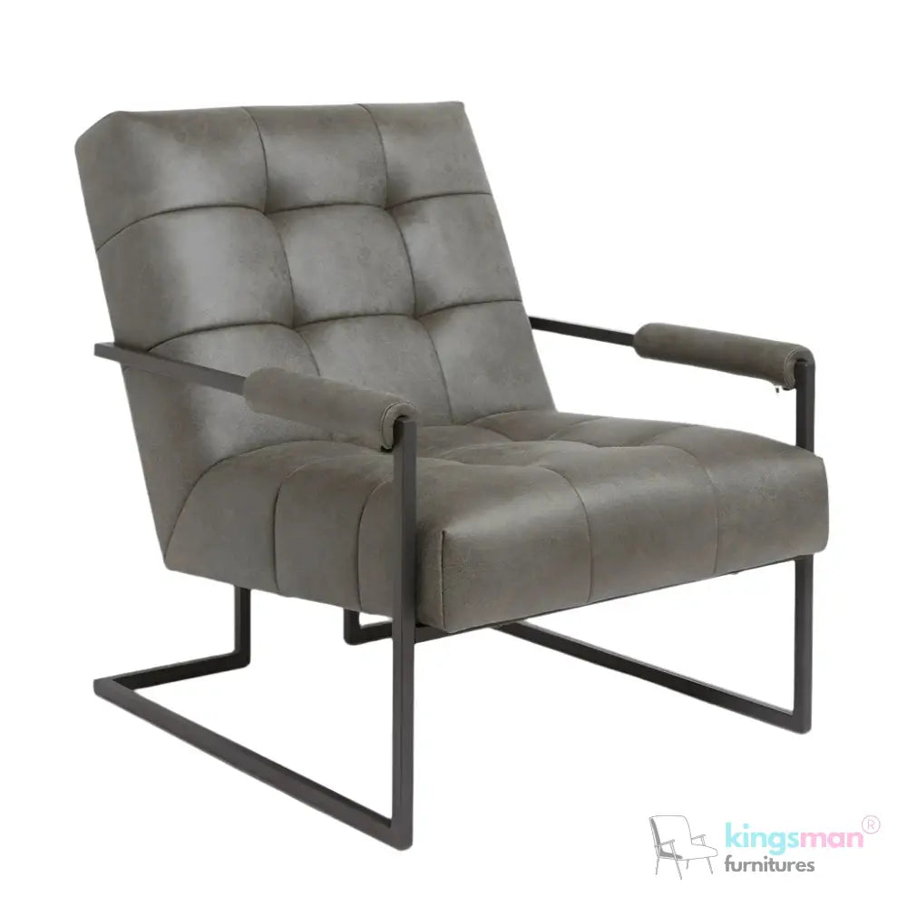 Kim Luxury Stainless Steel Arm Chair - Leatherite Finish Kingsman Furnitures
