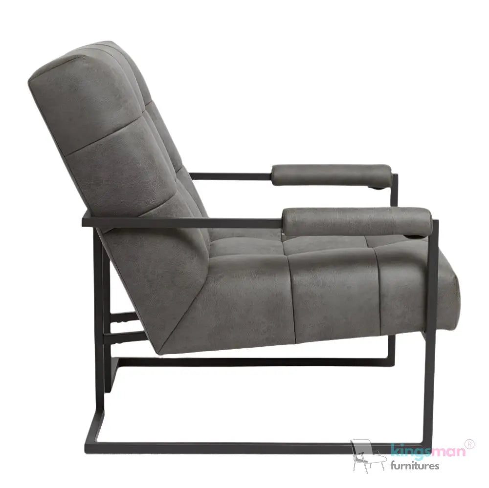 Kim Luxury Stainless Steel Arm Chair - Leatherite Finish Kingsman Furnitures