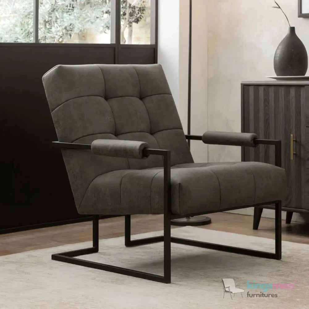 Kim Luxury Stainless Steel Arm Chair - Leatherite Finish Kingsman Furnitures
