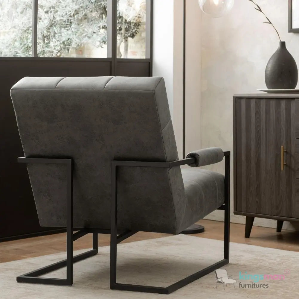Kim Luxury Stainless Steel Arm Chair - Leatherite Finish Kingsman Furnitures