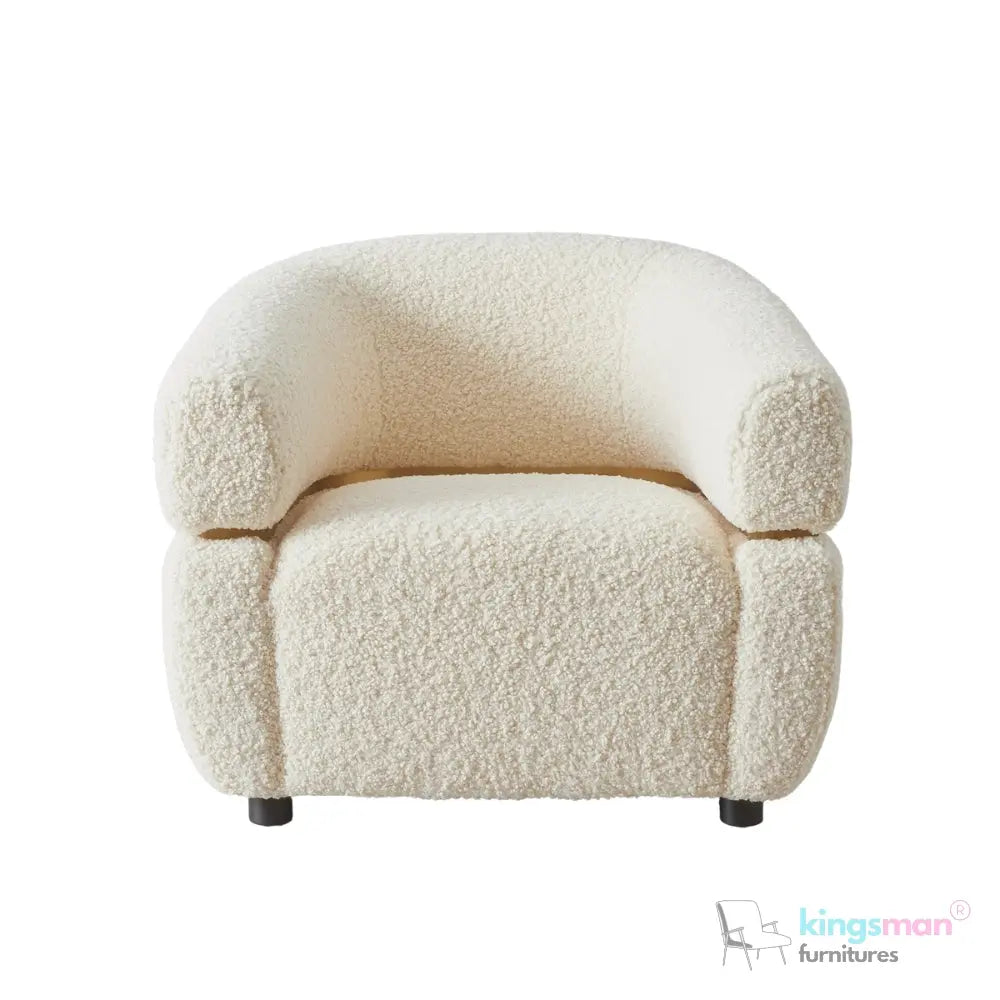 Krillin Shearling Tub Chair - Cream Upholstered with Gold Stainless Steel Accent Kingsman Furnitures