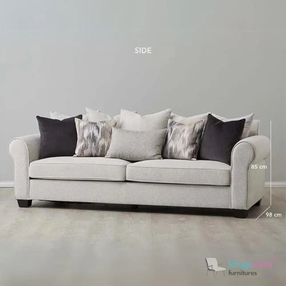 Livia 3-Seater Sofa - Classic Lawson Design in Ash Grey Fabric with Rolled Arms Kingsman Furnitures