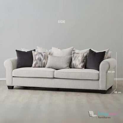 Livia 3-Seater Sofa - Classic Lawson Design in Ash Grey Fabric with Rolled Arms Kingsman Furnitures