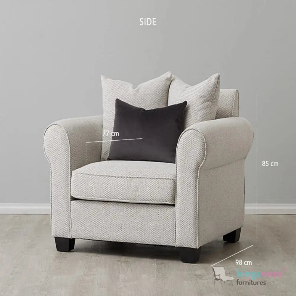 Livia Single Seater Sofa - Classic Design with High-Grade Wooden Frame Kingsman Furnitures