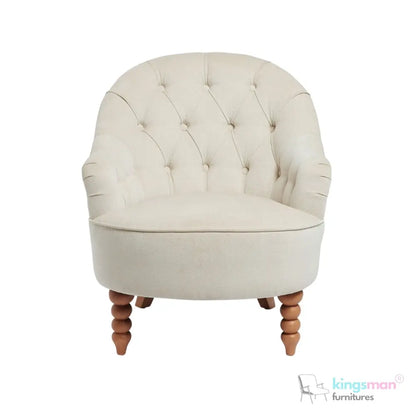 Loriel Ashley Chair - Velvet Loriel Accent Chair - Classic Buttoned Back Chair with Teak Wood Legs | Elegant Upholstered Living Room Furniture Kingsman Furnitures