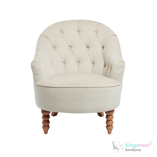 Loriel Ashley Chair - Velvet Loriel Accent Chair - Classic Buttoned Back Chair with Teak Wood Legs | Elegant Upholstered Living Room Furniture Kingsman Furnitures