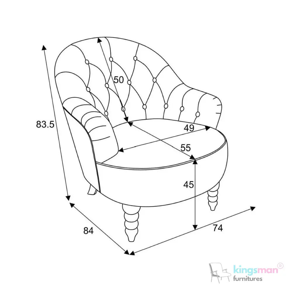 Loriel Ashley Chair - Velvet Loriel Accent Chair - Classic Buttoned Back Chair with Teak Wood Legs | Elegant Upholstered Living Room Furniture Kingsman Furnitures