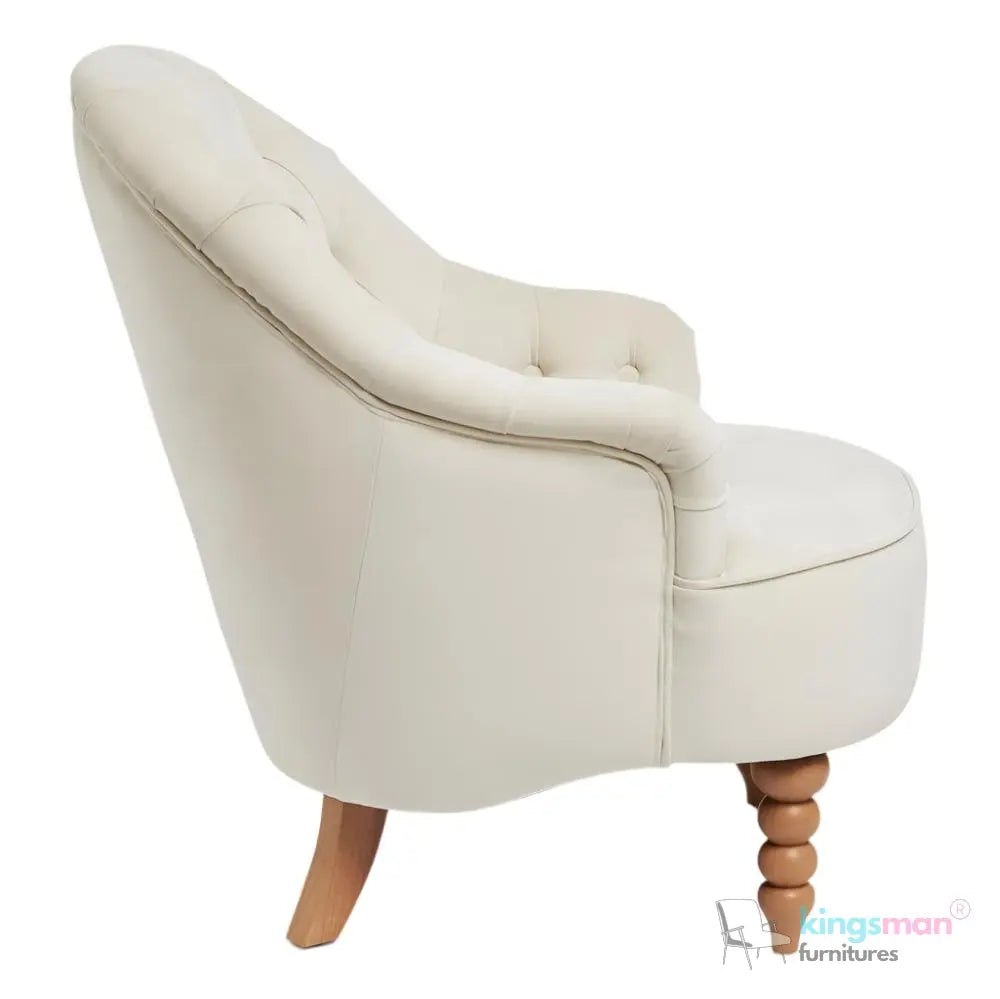 Loriel Ashley Chair - Velvet Loriel Accent Chair - Classic Buttoned Back Chair with Teak Wood Legs | Elegant Upholstered Living Room Furniture Kingsman Furnitures
