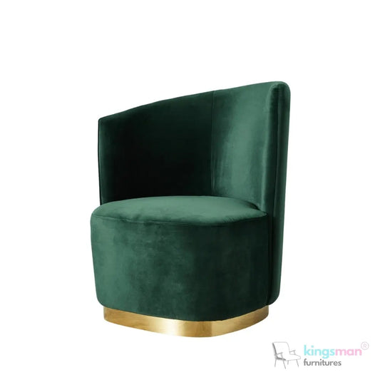 Reina Emerald Green Velvet Armchair – Contemporary Design with Golden Base and Plush Comfort Kingsman Furnitures