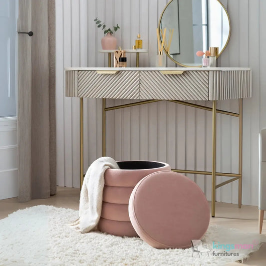 Stella Ribbed Storage Sability - Plush Velvet and Bouclé Upholstered Sability with Hidden Storage | Versatile Home Décor Kingsman Furnitures