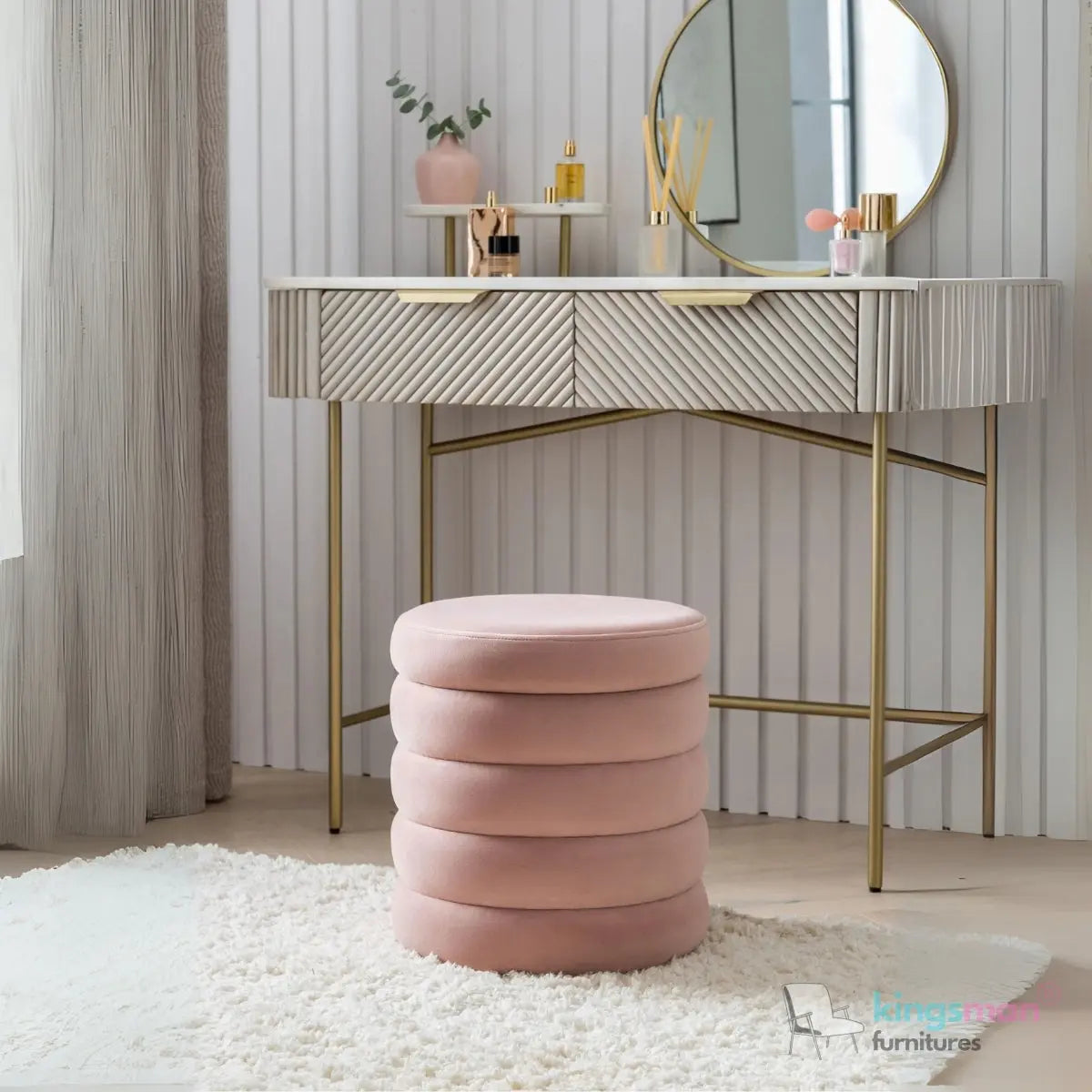 Stella Ribbed Storage Sability - Plush Velvet and Bouclé Upholstered Sability with Hidden Storage | Versatile Home Décor Kingsman Furnitures