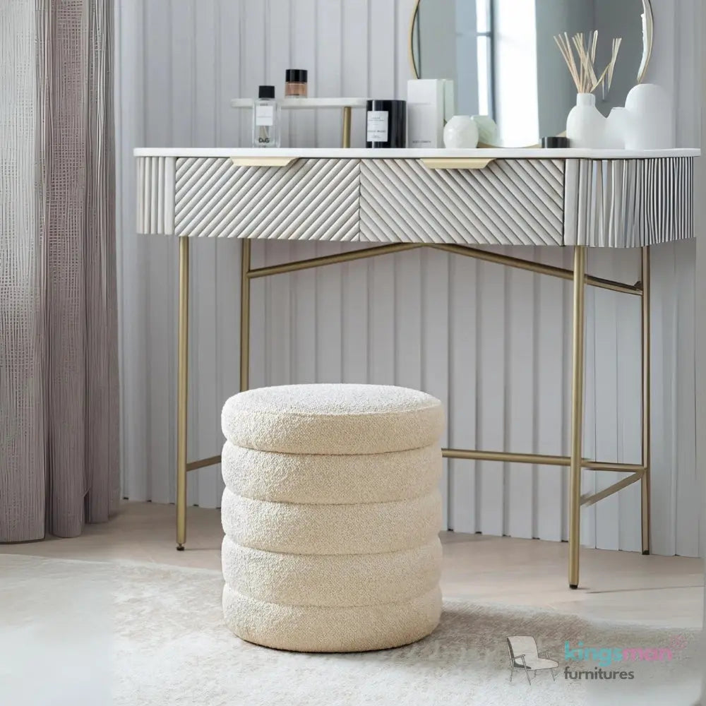 Stella Ribbed Storage Sability - Plush Velvet and Bouclé Upholstered Sability with Hidden Storage | Versatile Home Décor Kingsman Furnitures