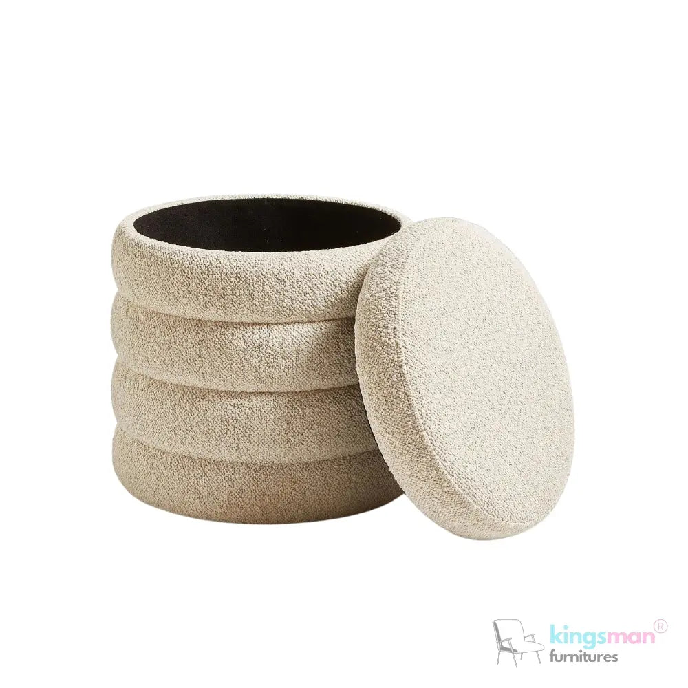 Stella Ribbed Storage Sability - Plush Velvet and Bouclé Upholstered Sability with Hidden Storage | Versatile Home Décor Kingsman Furnitures