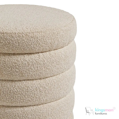 Stella Ribbed Storage Sability - Plush Velvet and Bouclé Upholstered Sability with Hidden Storage | Versatile Home Décor Kingsman Furnitures
