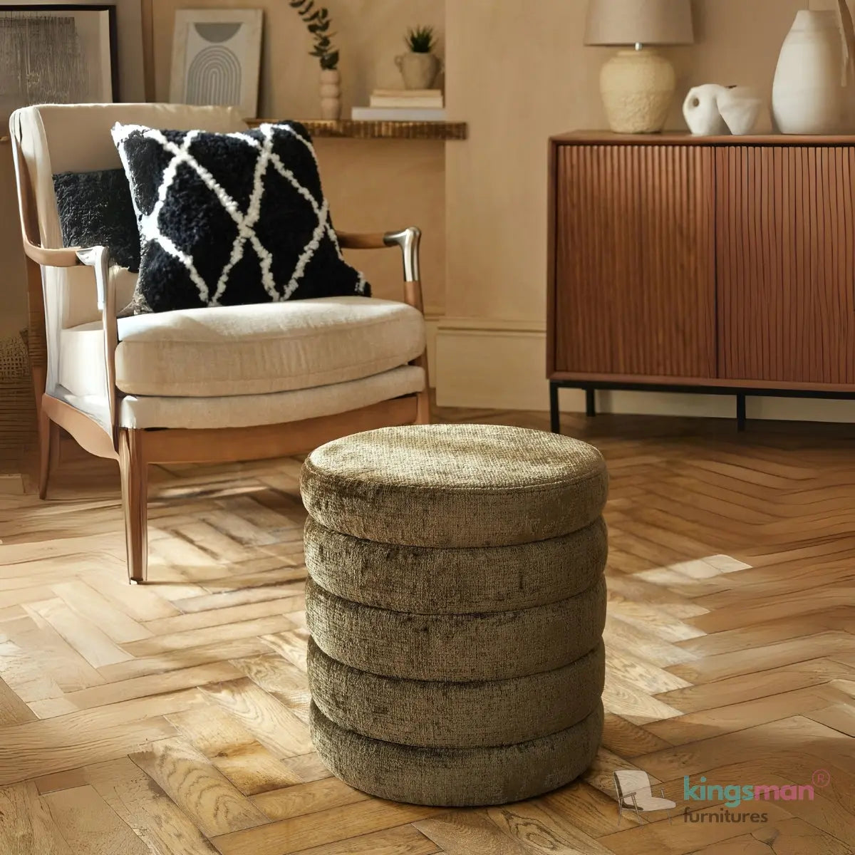 Stella Ribbed Storage Sability - Plush Velvet and Bouclé Upholstered Sability with Hidden Storage | Versatile Home Décor Kingsman Furnitures