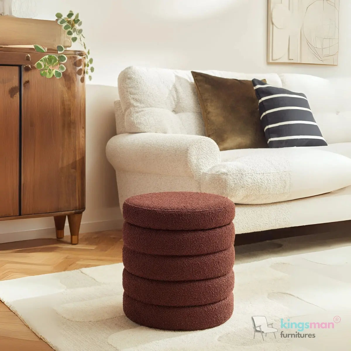 Stella Ribbed Storage Sability - Plush Velvet and Bouclé Upholstered Sability with Hidden Storage | Versatile Home Décor Kingsman Furnitures