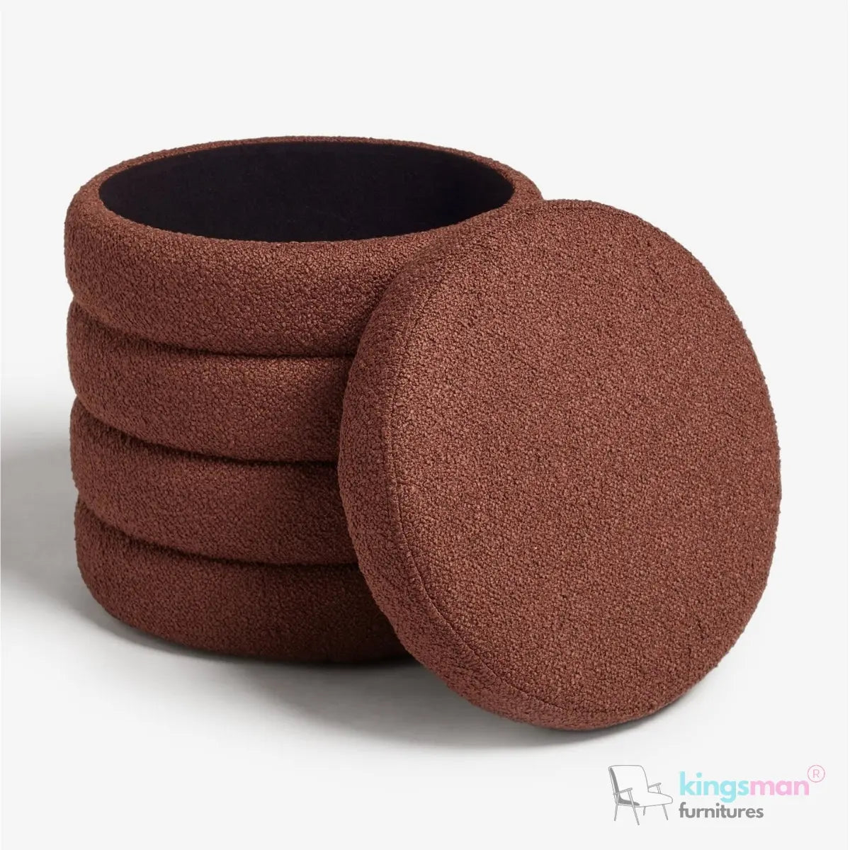 Stella Ribbed Storage Sability - Plush Velvet and Bouclé Upholstered Sability with Hidden Storage | Versatile Home Décor Kingsman Furnitures
